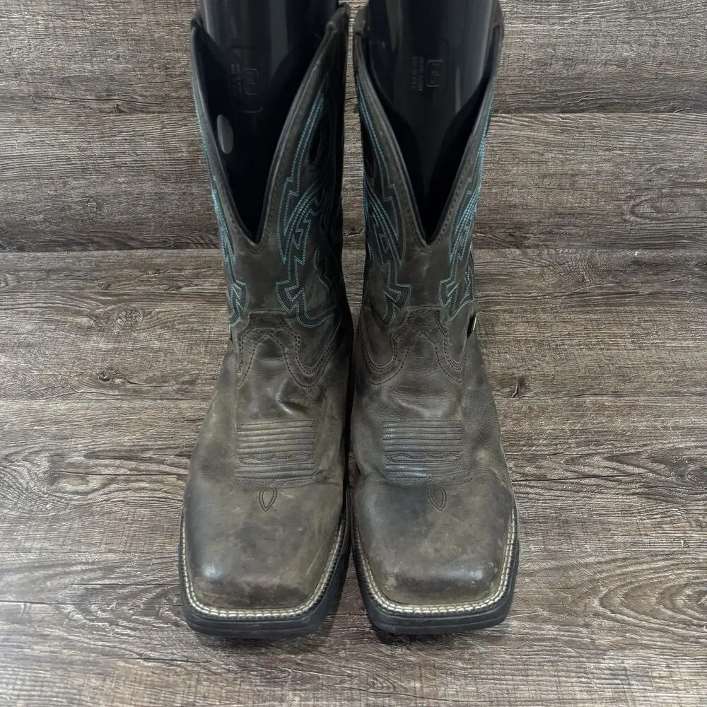 Justin Stampede Rush Boots Men's 13EE Brown Leather Steel Toe Waterproof